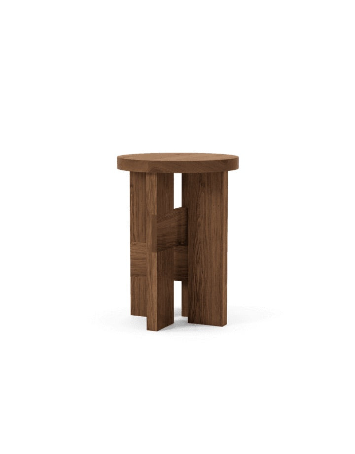 Mio Stool and Side Table, Dark Stained Solid Oak, Stained Oak