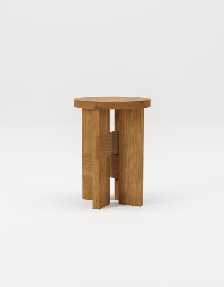 Mio Stool and Side Table, Oiled Solid Oak, Oiled Oak