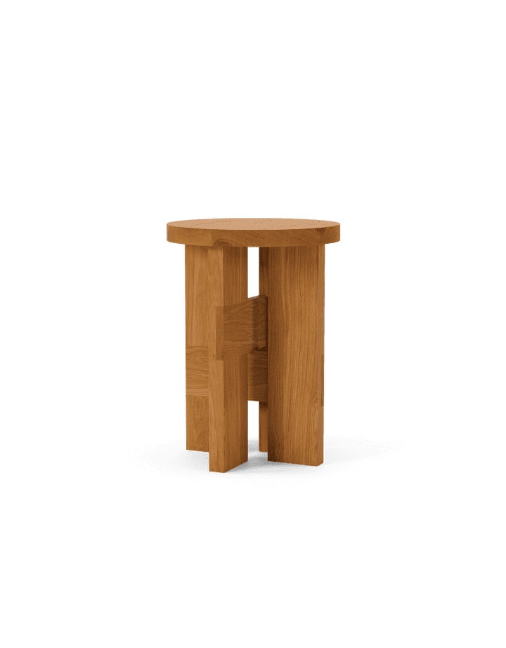 Mio Stool and Side Table, Oiled Solid Oak, Oiled Oak